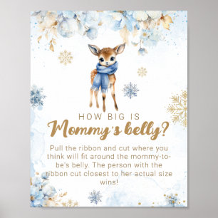 Poster Oh Deer Winter Baby Boy Shower Mommy's Belly Jeu