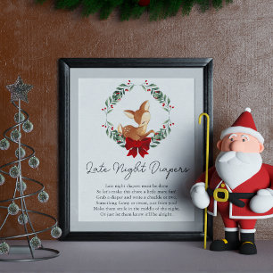 Poster Oh Deer Winter Greenery Late Night Diapers Jeu