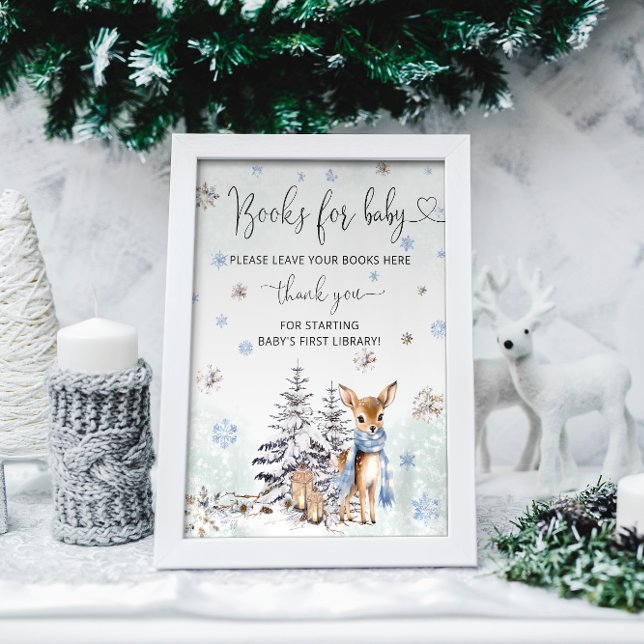 Poster Oh Deer Winter Woodland Baby Boy Shoy Books (Créateur téléchargé)