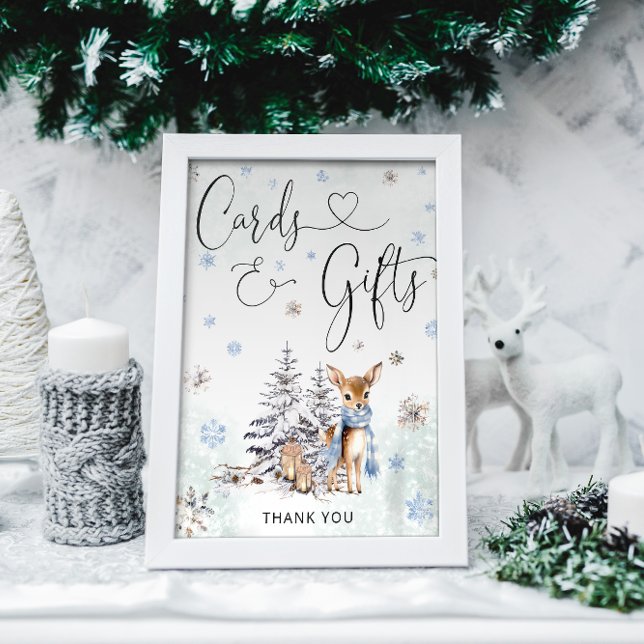 Poster Oh Deer Woodland Animaux Cartes et Cadeaux d'hiver (Créateur téléchargé)