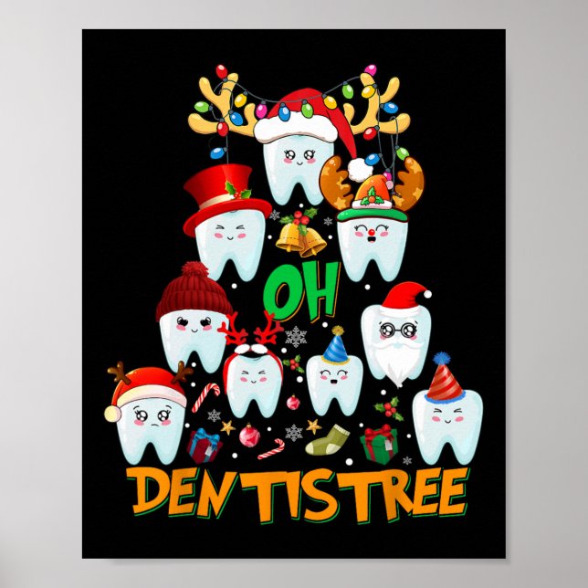 Poster Oh Dentistree Fun Christmas Tree Dental Hygiène De (Devant)