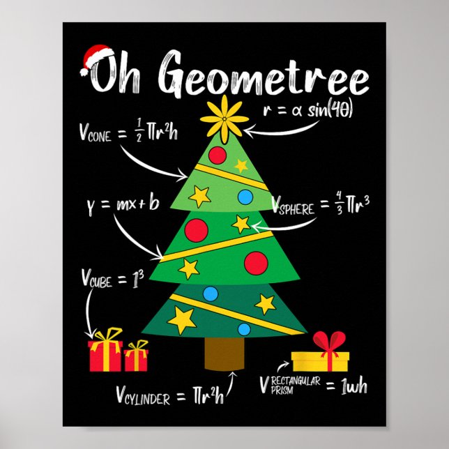 Poster Oh geometree fun noël arbre géométrie mathématique (Devant)
