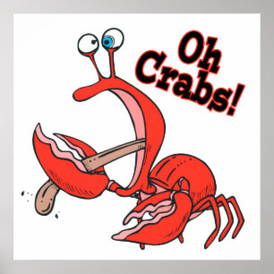 Poster oh les crabes drôle pince de crabe langue