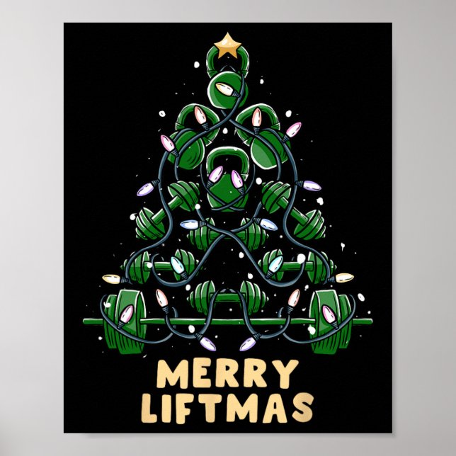 Poster Oh Liftmas Tree Kettlebell Gym Vilain Noël (Devant)
