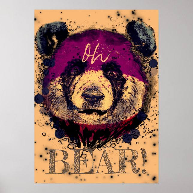 Poster "OH OURS" | Drôle Panda Cool (Devant)