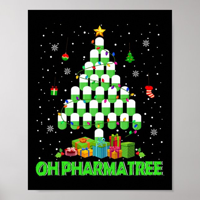 Poster Oh Pharmatree Christmas Tree Pharmacy Medication P (Devant)