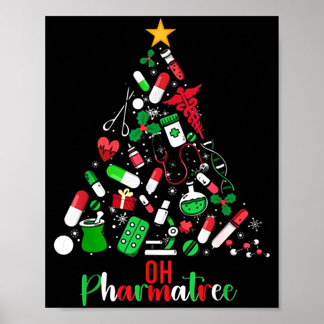 Poster Oh Pharmatree Pharmacy Christmas Pharmacist Tech M (Devant)