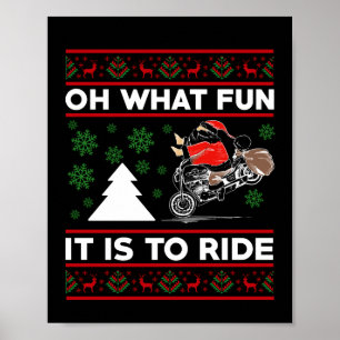 Poster Oh Quel Amusement C'Est De Circuler Père Noël Moto