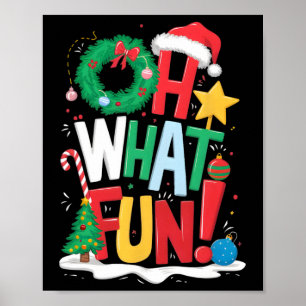 Poster Oh Quel Amusement Noël Avec Couronne Et Arbre