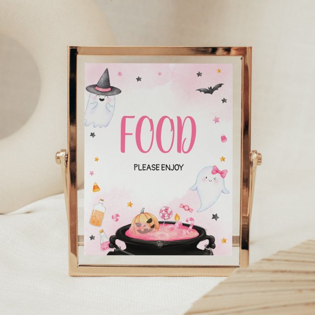 Poster Oh Sheet Ghoul Halloween Baby shower Nourriture (Pink Oh Sheet Baby Shower Food Sign)