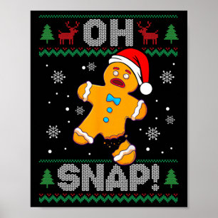 Poster Oh Snap Bonhomme en pain d'épices Noël Amusement C