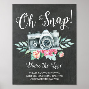 Poster Oh Snap Camera Hashtag Mariage