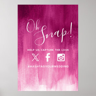 Poster Oh snap hashtag mariage rose rouge art moderne