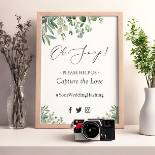 Poster Oh Snap Hashtag Verdure Panneau de Feuilles d'Euca