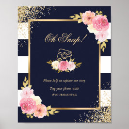Poster Oh Snap Instagram Marine Rose Floral Mariage Sign