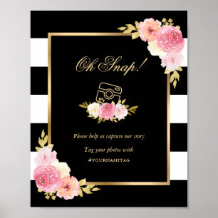 Poster Oh Snap Instagram noir rose Mariage