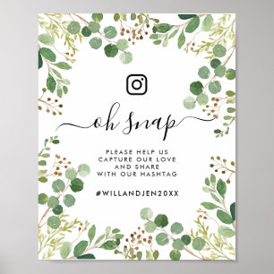 Poster Oh Snap Mariage Hashtag Aquarelle Signe de remplis