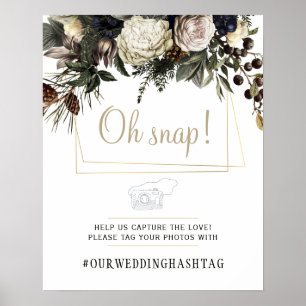 Poster Oh snap panneau de mariage avec fleurs d'hiver has