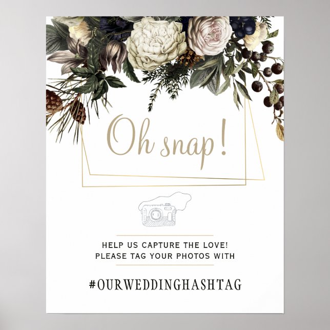 Poster Oh snap panneau de mariage floral d'hiver avec has (Devant)