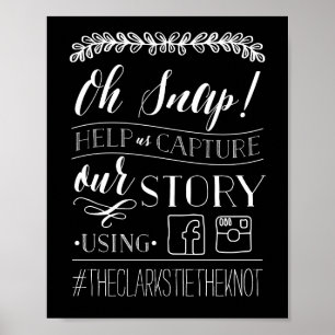 Poster Oh, Snap !   Panneau Mariage Hashtag