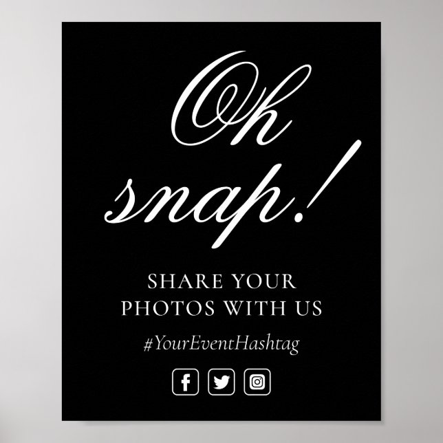 Poster Oh Snap Social Media Chic Modern Mariage Événement (Devant)