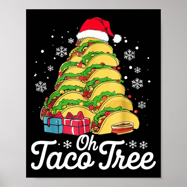 Poster Oh Taco Tree Christmas Cute Xmas Mexican Food Love (Devant)