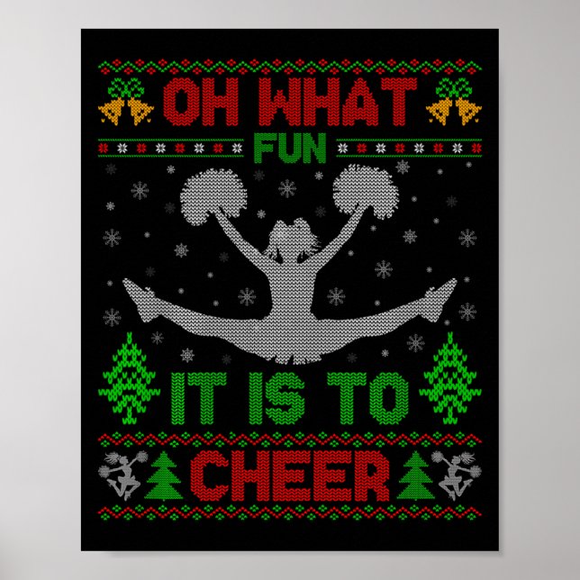 Poster Oh What Fun It Is To Cheer Xmas Cheerleading Ugly  (Devant)