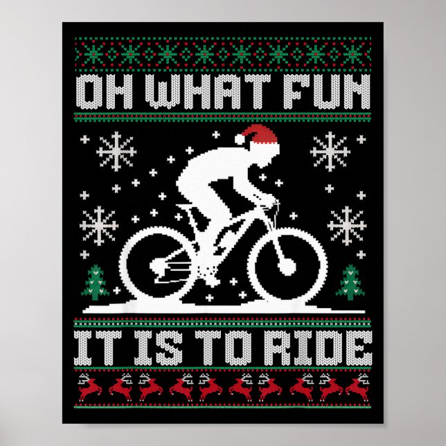 Poster Oh What Fun It Is To Ride Mountain Bike Biker Chri (Devant)