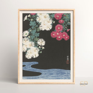 Poster Ohara Koson Chrysanthèmes et eau courante Japon
