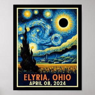 Poster Ohio Total Solar Eclipse 2024 Starry Night Van Gog