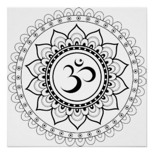 Poster Ohm Mandala Om Mandala Blanc & Noir