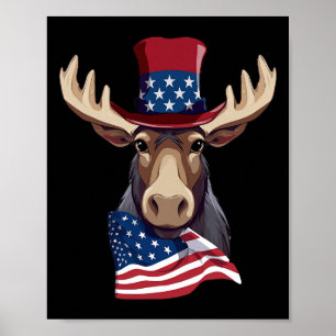 Poster Oie avec drapeau américain patriotique Indépendanc