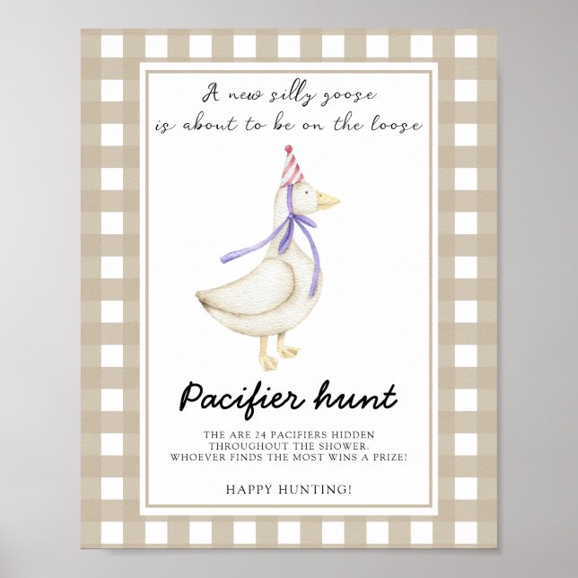 Poster Oie - chasse à la supe jeu de baby shower (Devant)