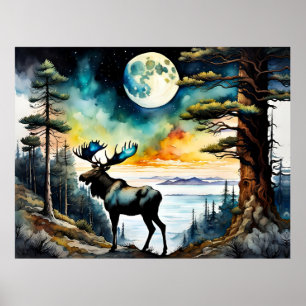 Poster Oie d'Alaska sous le clair de lune