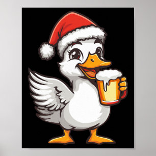 Poster Oie De Noël Drôle Avec Bande Dessinée De Bière