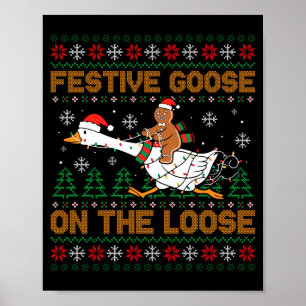 Poster Oie festive en liberté drôle pain d'épice laid