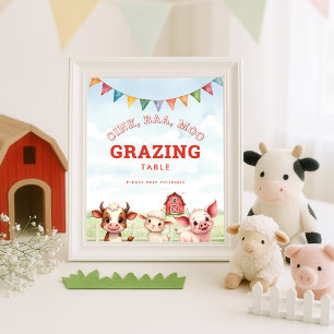 Poster Oink Baa Moo Cute Agritourisme Animaux Panneau de