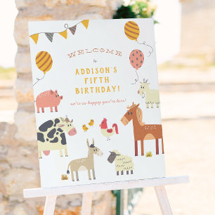 Poster Oink Baa Quack Moo Animaux de ferme Anniversaire