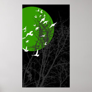 Poster oiseau à silhouette