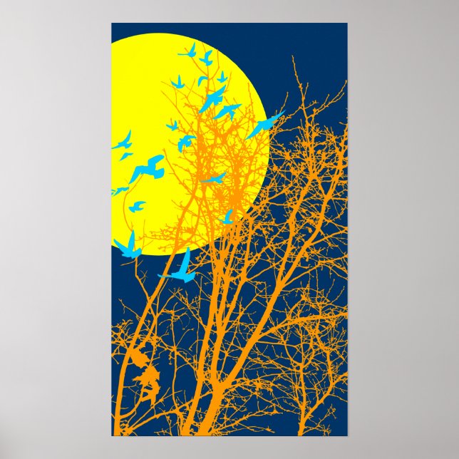 Poster oiseau à silhouette (Devant)