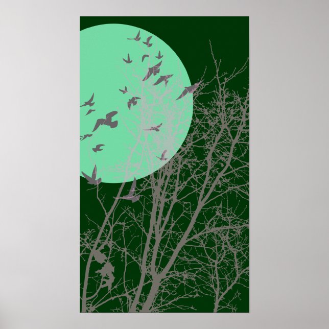 Poster oiseau à silhouette (Devant)