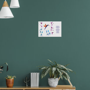 Poster Oiseau Art Floral Colibri