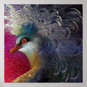 Poster Oiseau baroque français coloré Broderie Phoenix