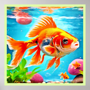 Poster Oiseau blanc orange