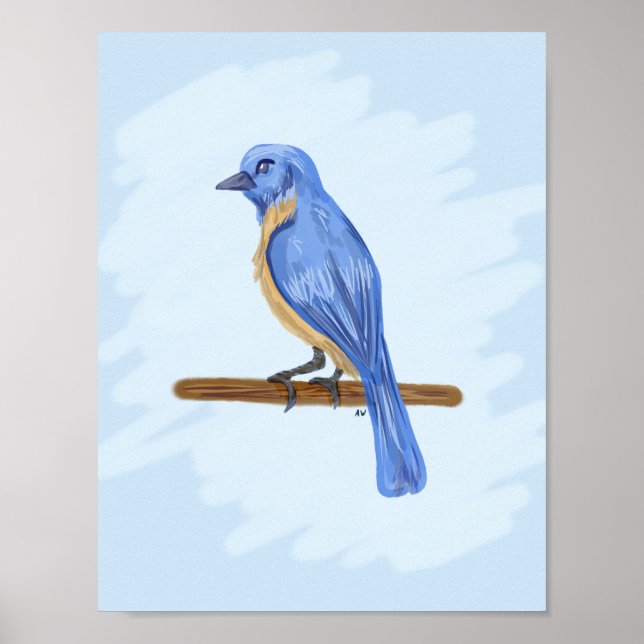Poster Oiseau bleu (Devant)