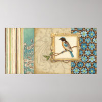 Oiseau Brown et bleu sur une branche