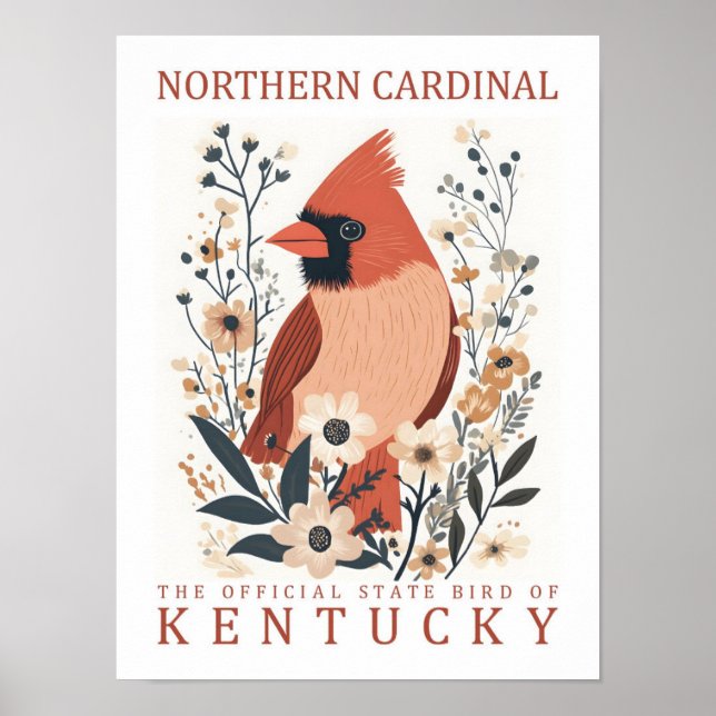 Poster Oiseau cardinal du nord du Kentucky USA Travel (Devant)