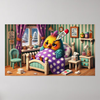 Poster Oiseau Dans Le Lit