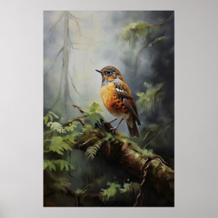 Poster Oiseau dans l'impression murale de la forêt, oisea