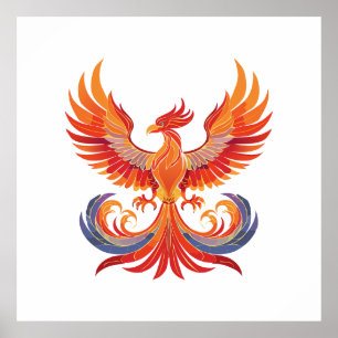 Poster Oiseau de feu mythologique fantastique lumineux